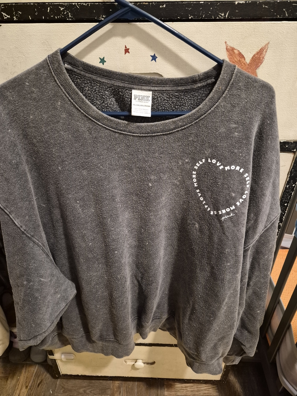 PINK Victoria's Secret Washed Charcoal Crewneck Sweatshirt